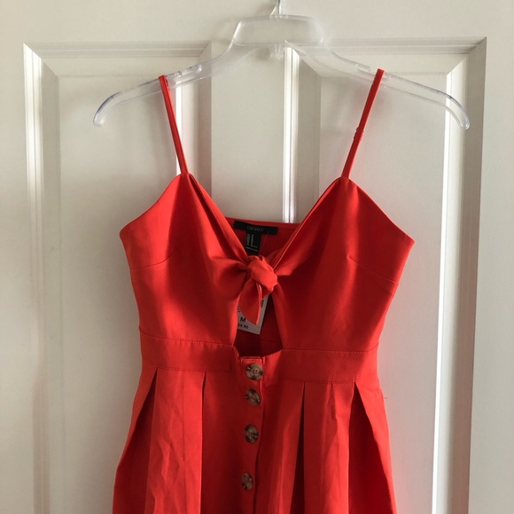 *SOLD* Orange button dress with center tie - Picture 5 of 5